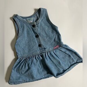 Vintage Baby Bgosh Denim Drop Waist Dress Button Front Light Wash 18m